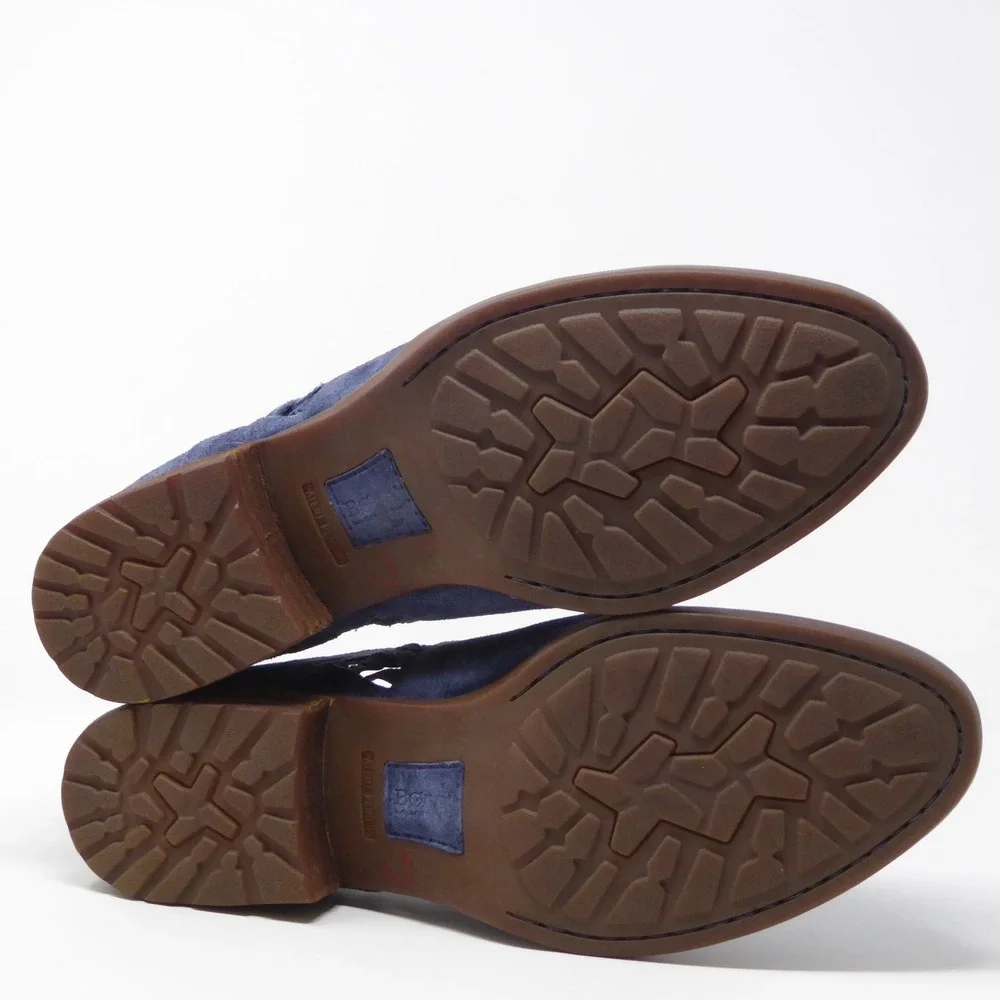 Born Womens Katharina Shoes Blue Suede Woven Ruched Back Zip Ankle Booties 10M - Picture 6 of 9